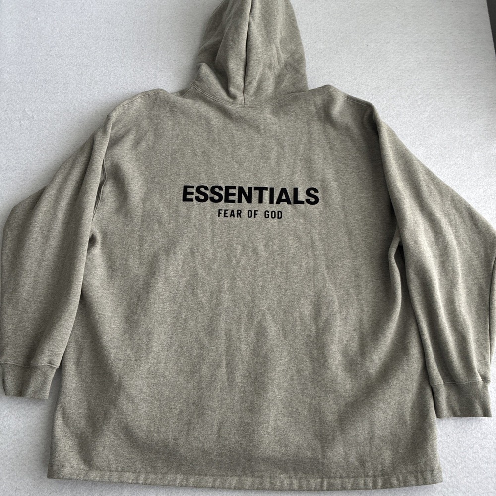 Essentials Fear of God Hoodie 2XL XXL Velvet Back Spell Out Logo Boxy Hip Hop